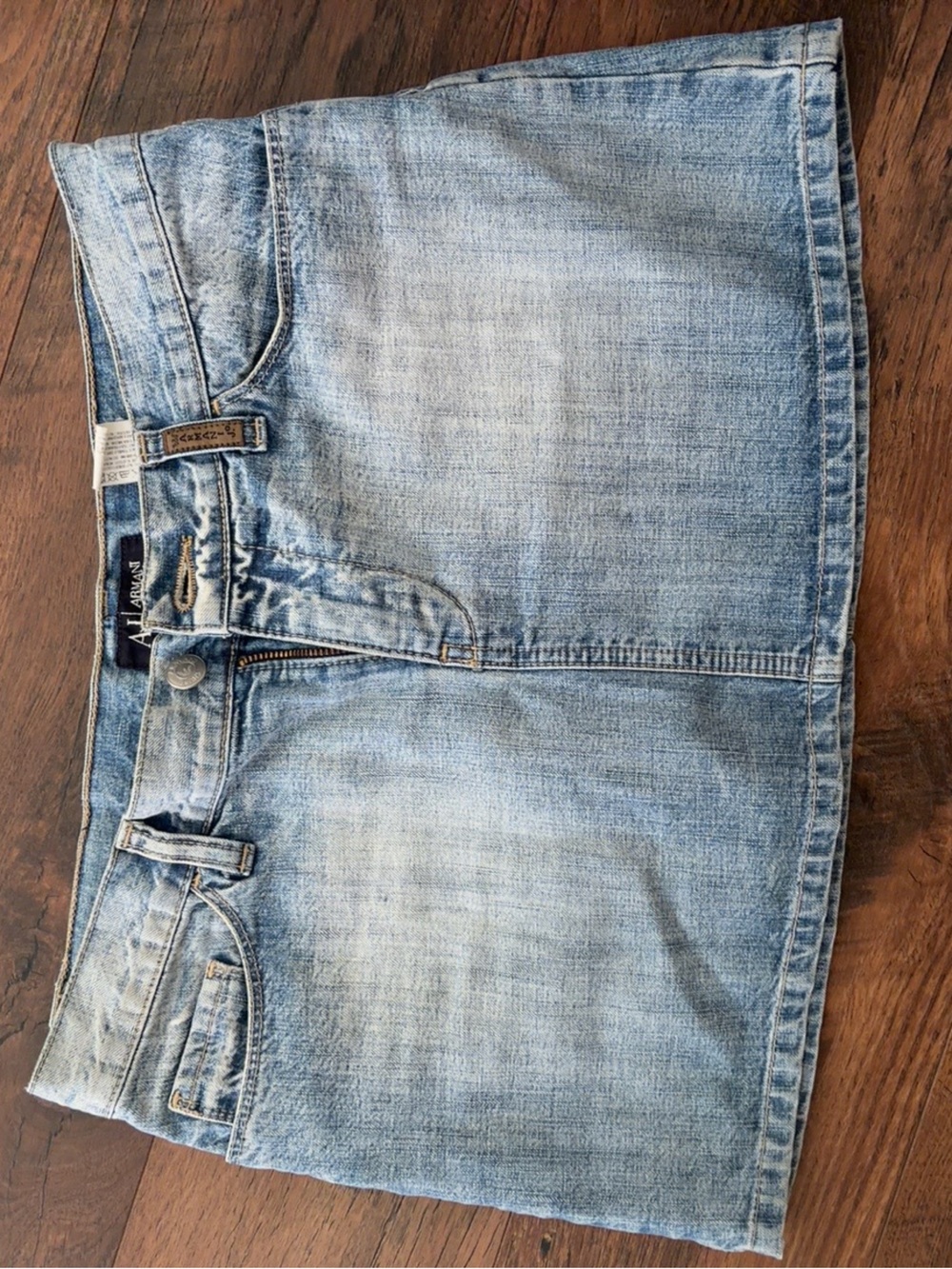 Vintage Armani Jeans Y2K Low-Rise
Denim Mini Skirt